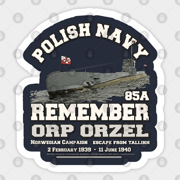 REMEMBER ORP ORZEL 85A - Polish Navy Sticker by comancha